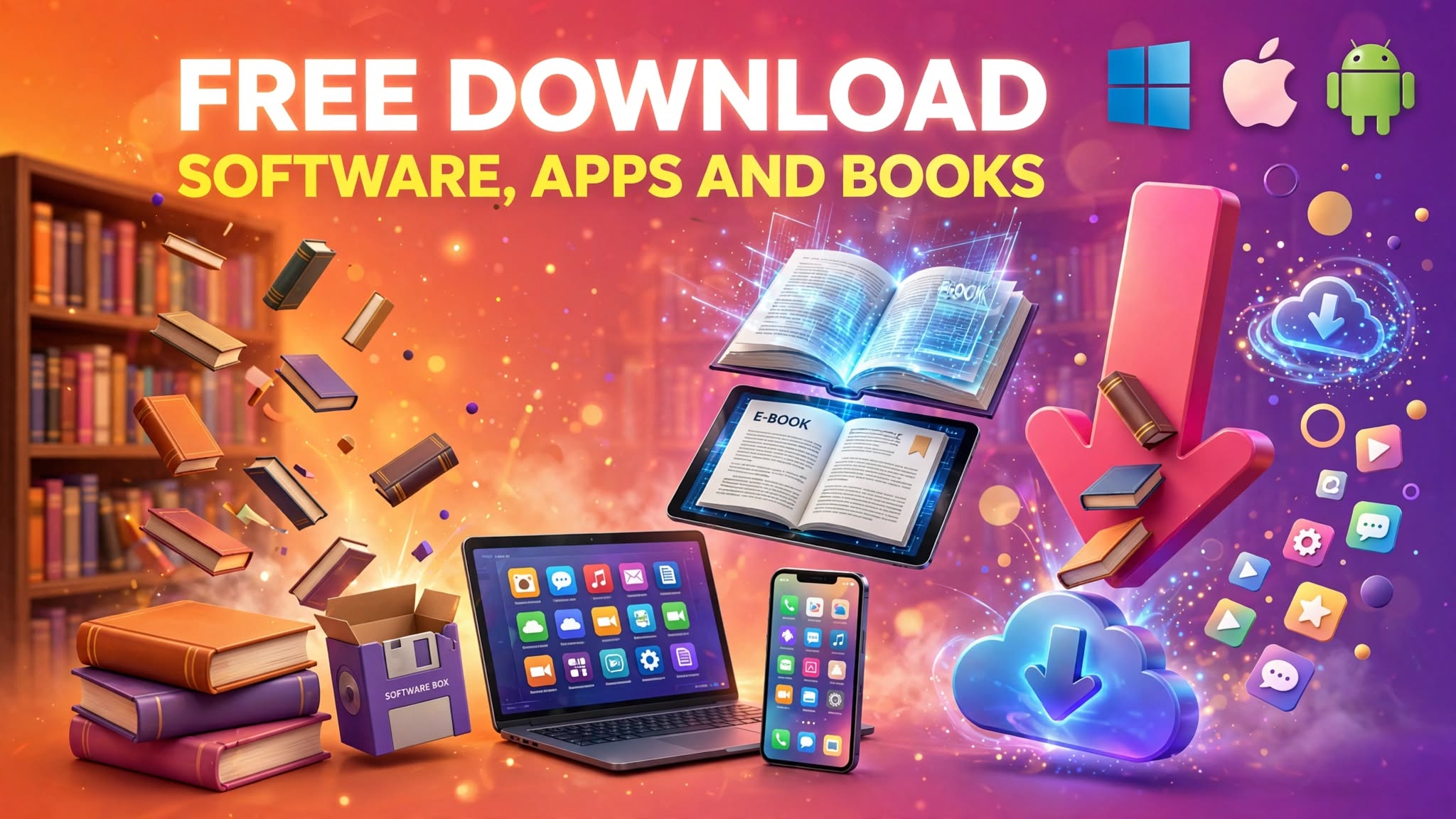 Free download of all types of software and apps and books